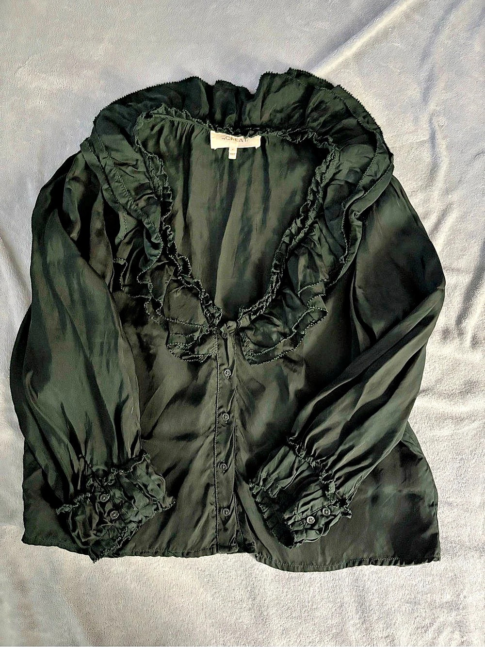The Great Ruffled Blouse in Green Size 0 Like New